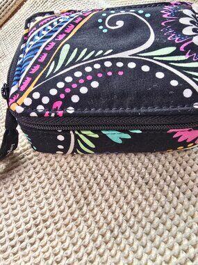 Vera Bradley Black Midnight Paisley Travel Pill Organizer Case 8 Day Box
